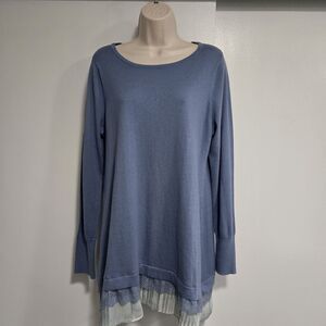 LOGO by Lori Goldstein Size M Blue‎ Cotton Cashmere Tunic Sweater A272837 QVC